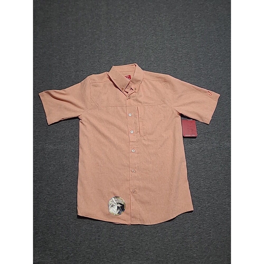 NEW Red Hook Lure Small Shirt orange button front collar fish outdoor pocket